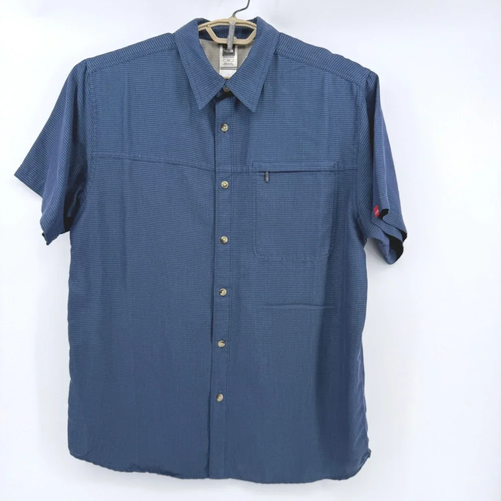 The‎ North Face Shirt Mens L Blue Striped Short Sleeve Button Up Modal Blend